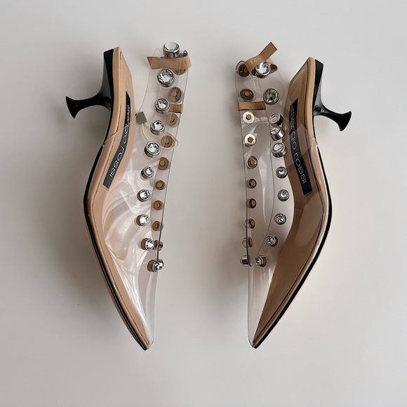 ✨New SERGIO ROSSI Crystal Clear PVC Transparent Slingback Kitten Pumps Size 36.5 - Picture 5 of 12